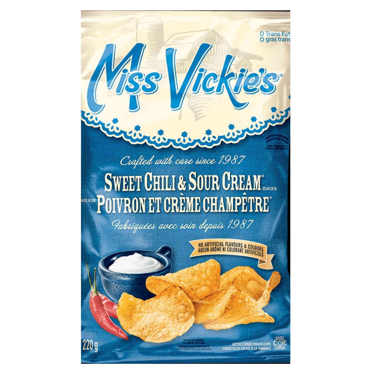Miss Vickie's Kettle Cooked Sweet Chili & Sour Cream Potato Chips, 200g