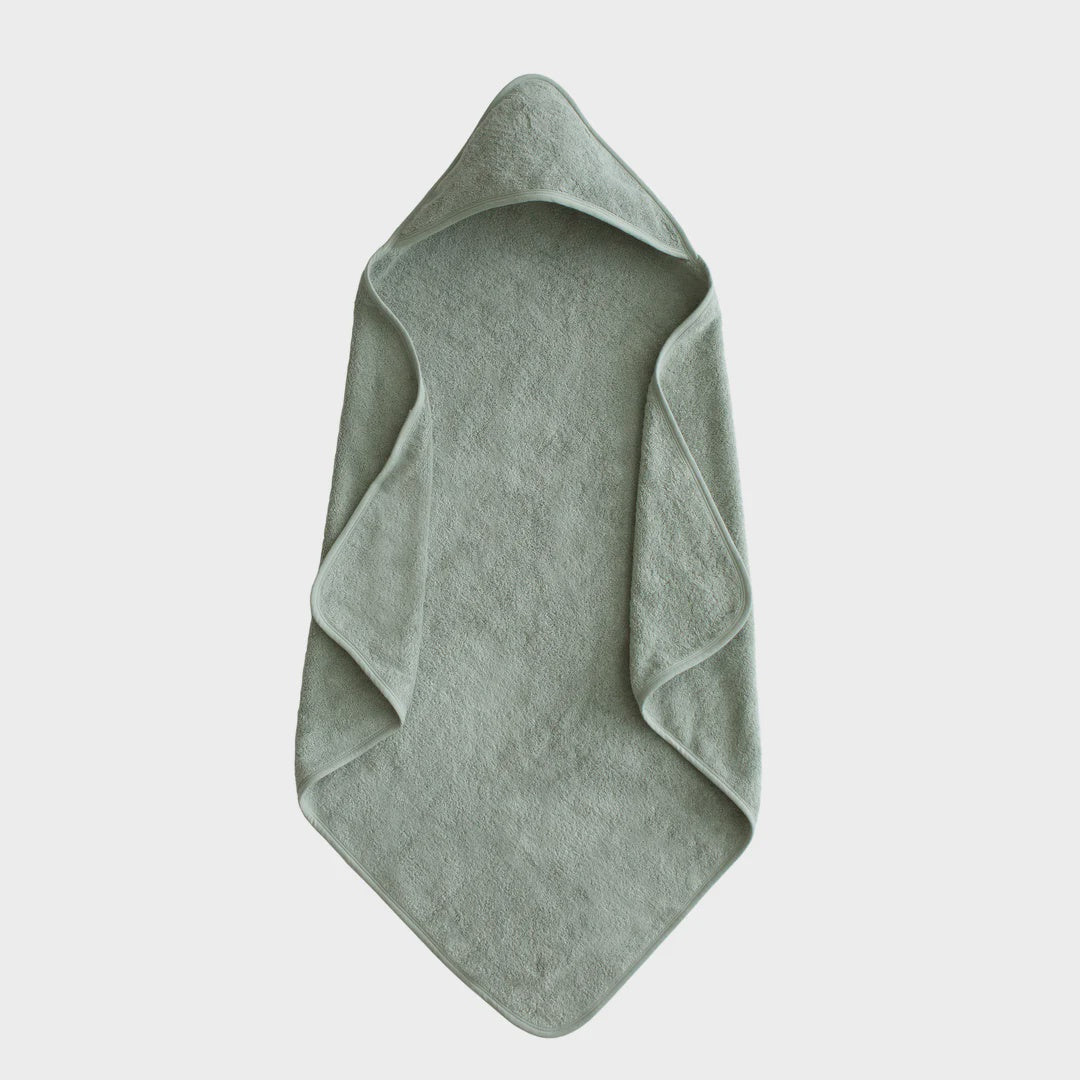 Organic Cotton Baby Hooded Towel, Moss