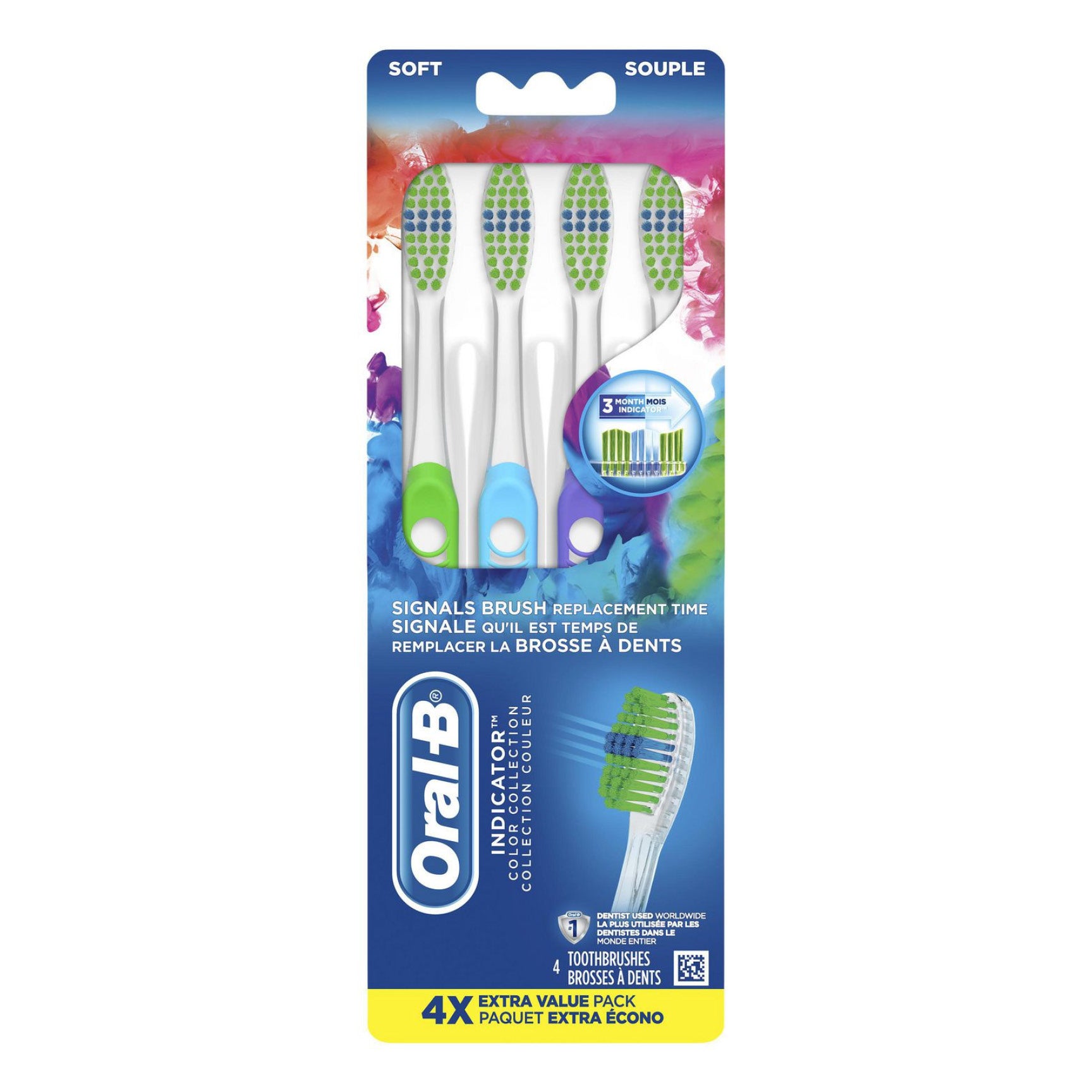 Oral B Indicator Contour Clean Toothbrush, 4-Pack