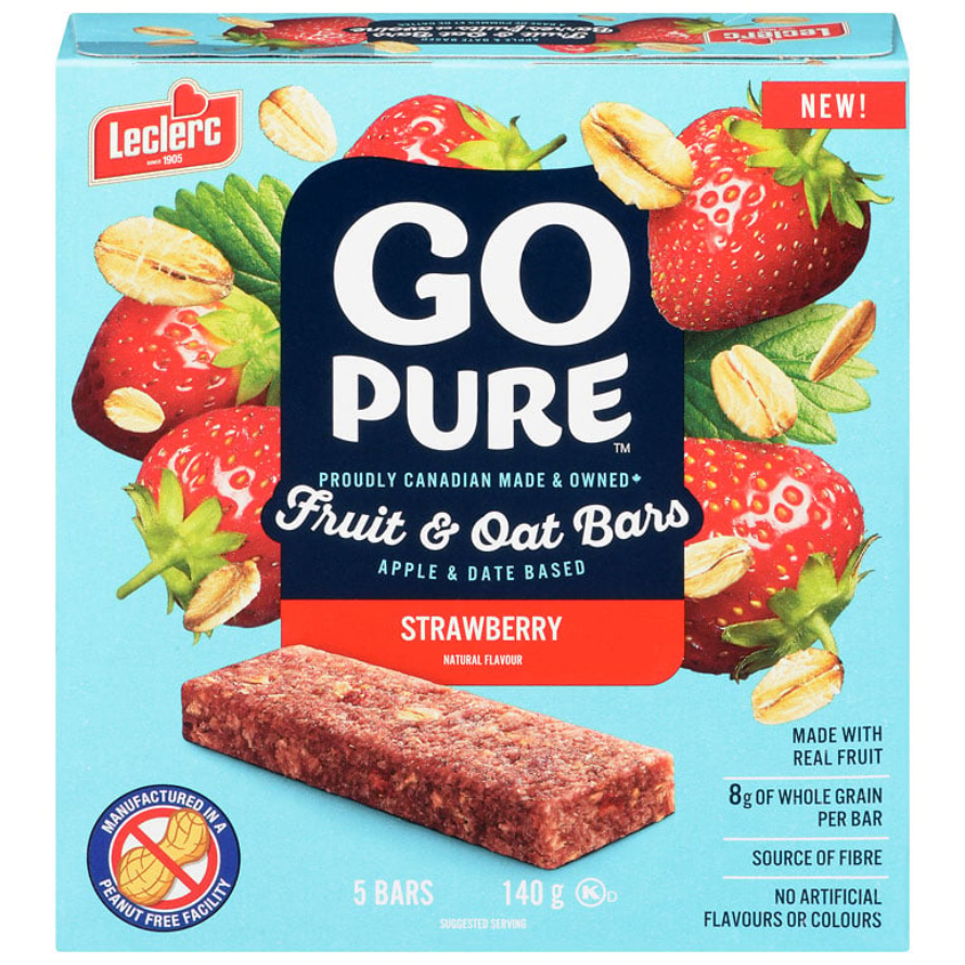 Leclerc GoPure Oat and Strawberry Cereal Bar, 140g