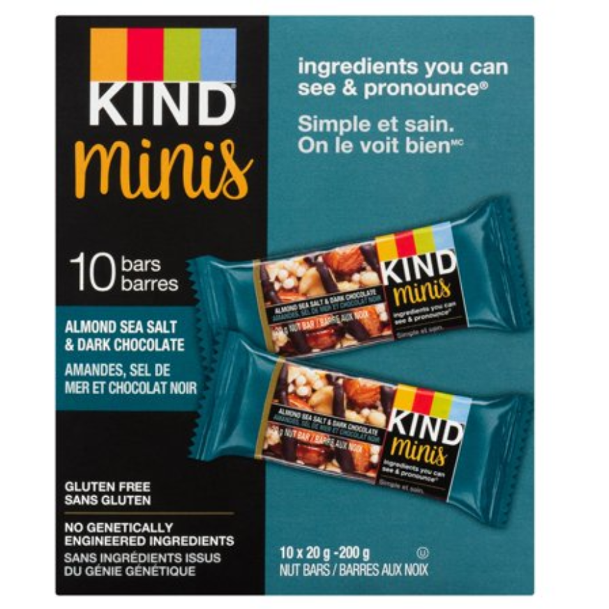 Kind Mini Almond Sea Salt & Dark Chocolate Bars, 10 x 20g