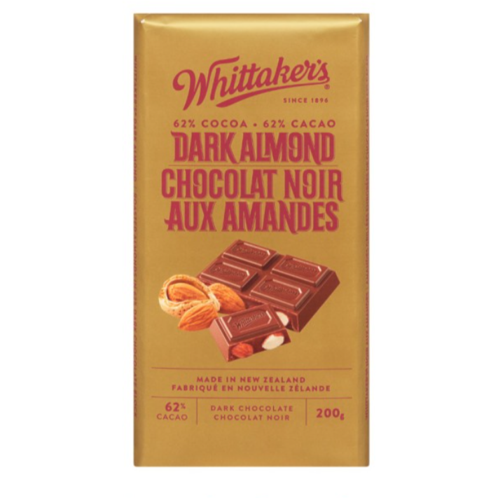 Whittaker's Dark Almond 62%, 200g