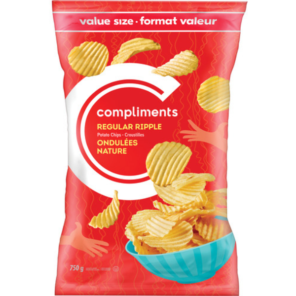 Compliments Regular Ripple Value Size Potato Chips, 750g