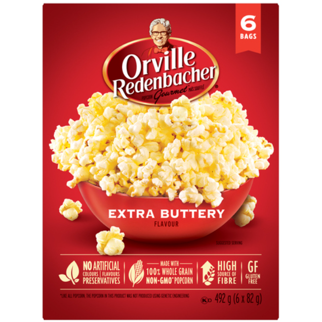 Orville Microwave Popcorn Extra Buttery, 6pk