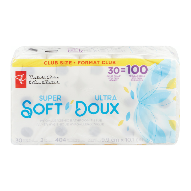 Super Soft Hypoallergenic Bathroom Tissue, 30 ea