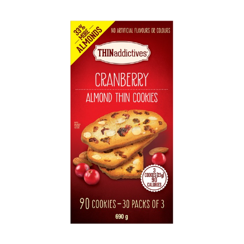 CASE LOT THINaddictives Cranberry Almond Thin Cookies, 30pk