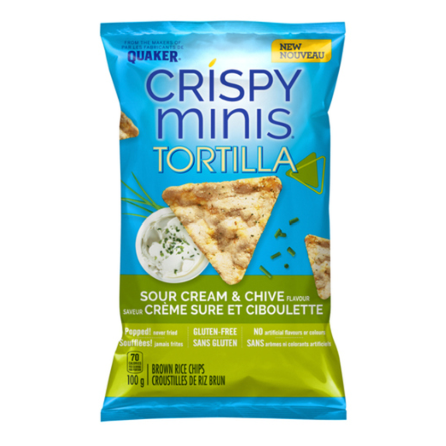 Quaker Crispy Minis, Sour Cream & Chive Rice Chips, 100g