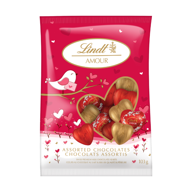 Lindt Amour Assorted Milk Chocolate Hearts, 103g