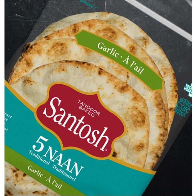 Santosh Naan Bread, Garlic, 5pk