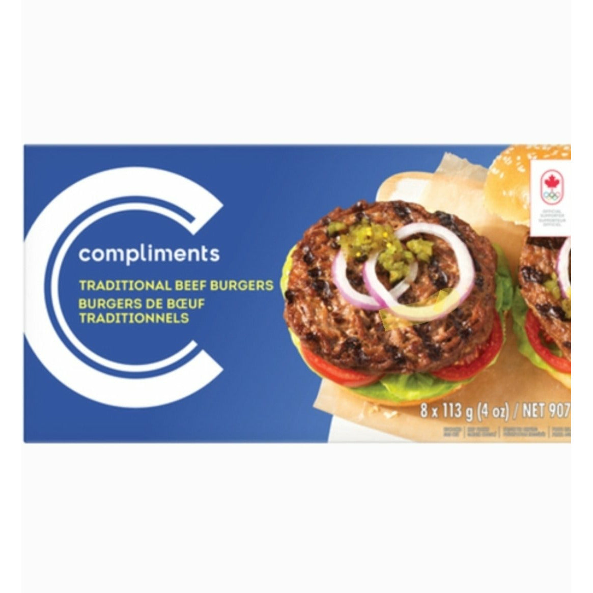 Compliments Burgers, Beef Traditional, 8 pack, 907g