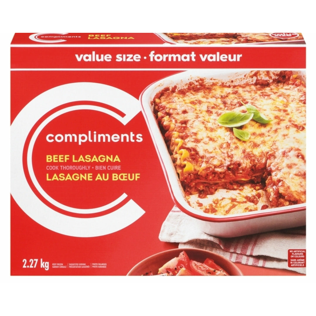 Compliments Frozen Beef Lasagna, 2.27kg