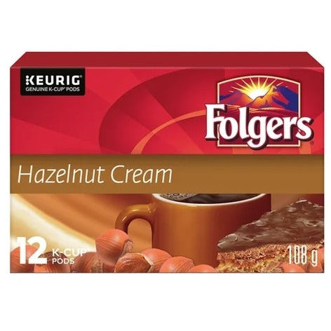 Folgers Gourmet Hazelnut Cream 12 Pack Coffee K-Cups, 108 g