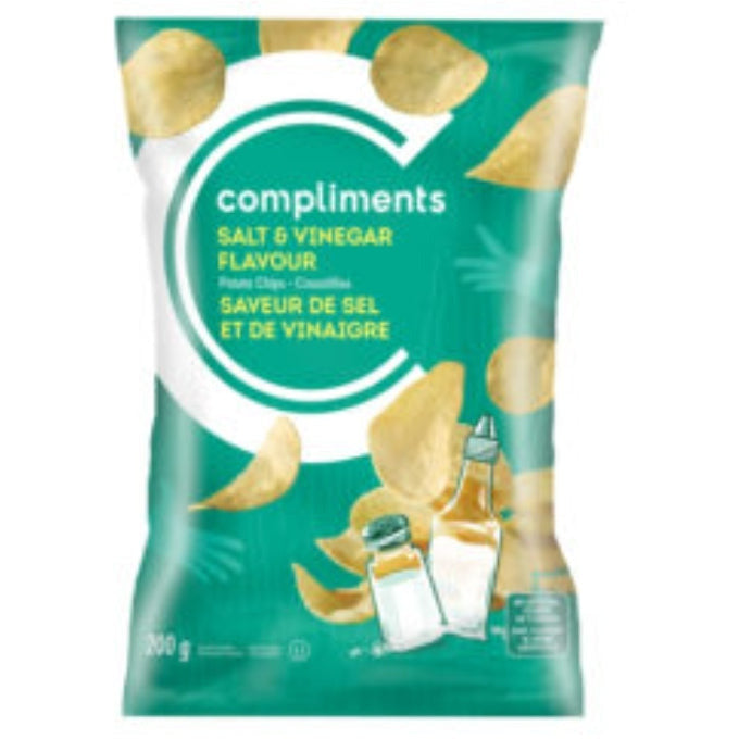 Compliments Salt & Vinegar Potato Chips, 200g