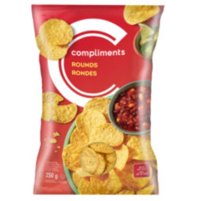 Compliments Yellow Corn Round Tortilla Chips, 250g