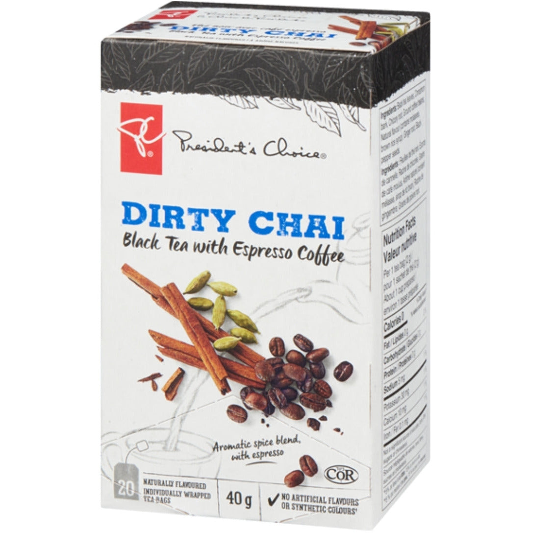 PC Dirty Chai Black Tea with Espresso Coffee, 20 bags