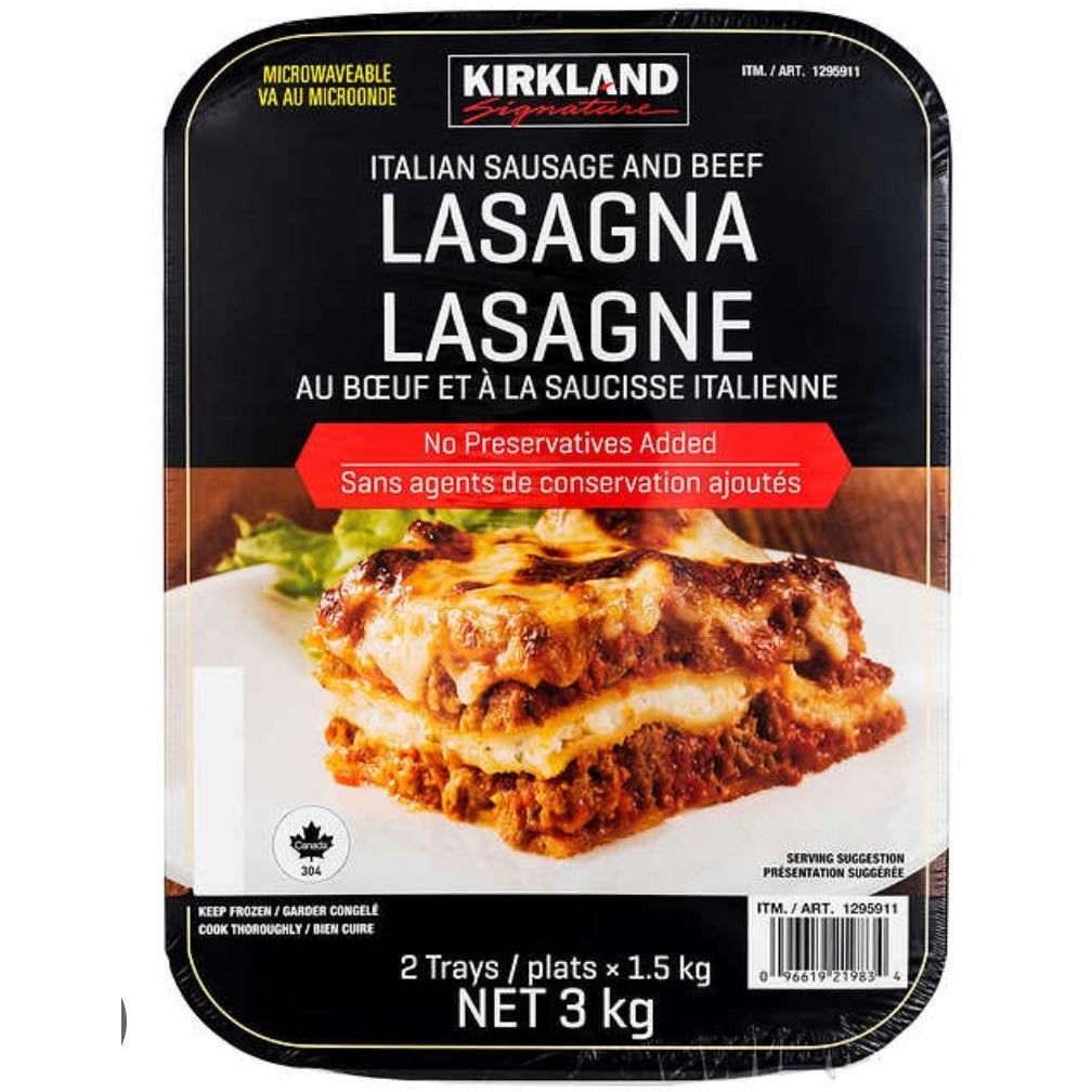 CASE LOT Kirkland Lasagna, 3kgs (2-pack)