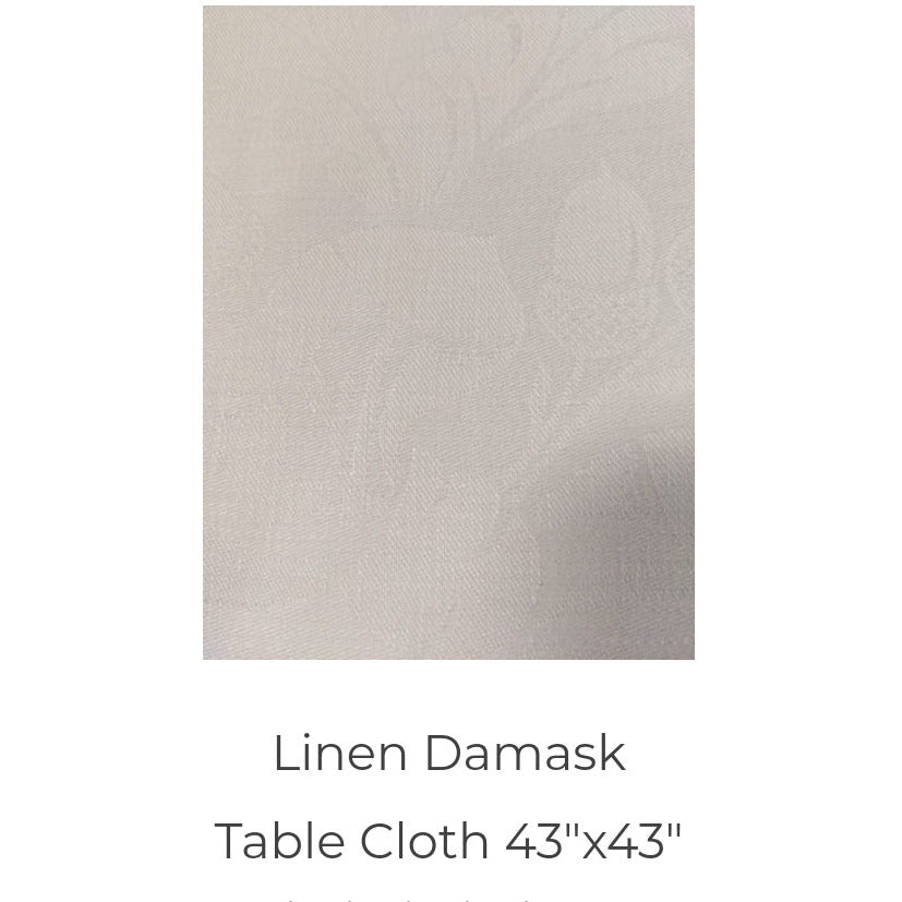 White 100% Linen Tablecloth for Supper Mtg, 43"x43
