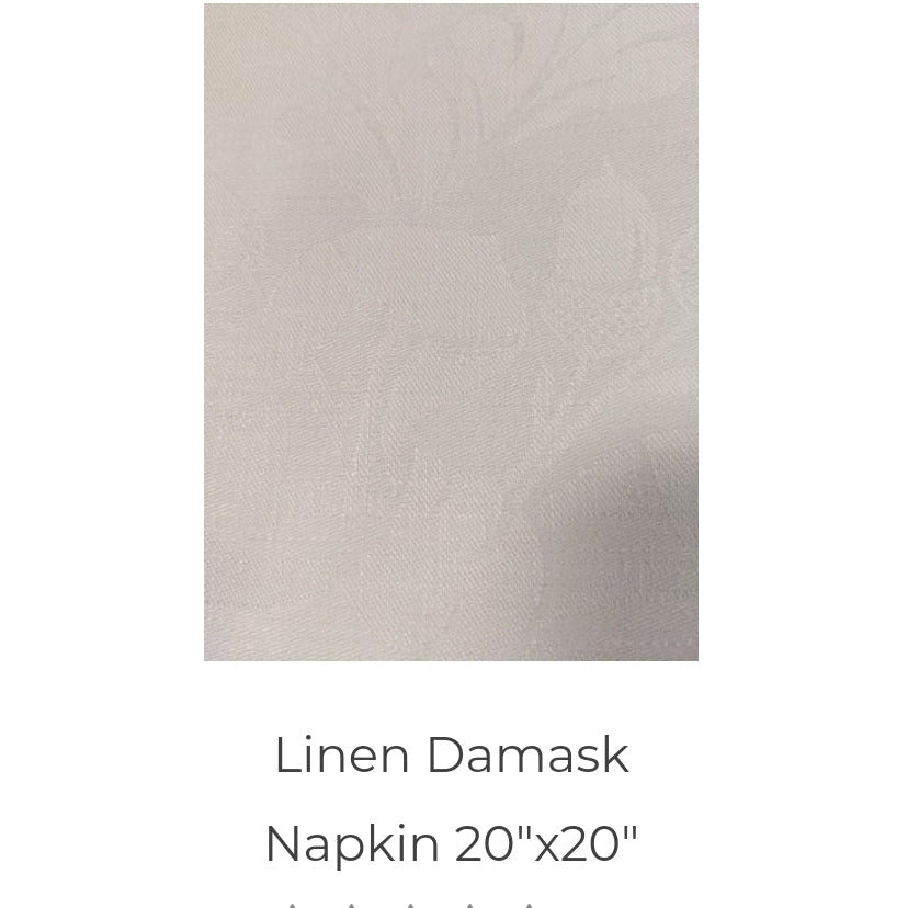 White 100% Linen Napkin for Supper Mtg, 20"x20"