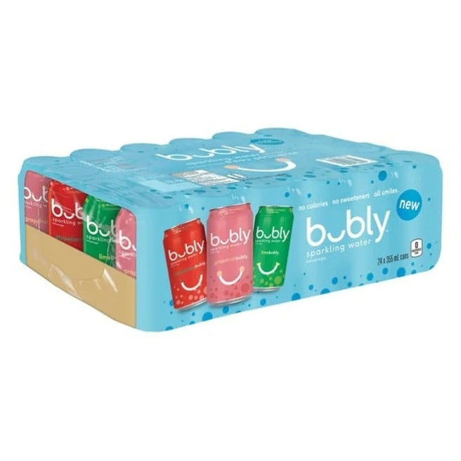 CASE LOT Bubly Strawberry, Grapefruit, Lime Sparkling Water Case, 24 pack