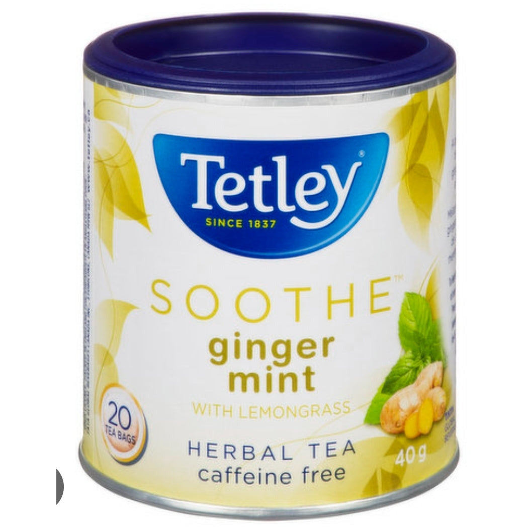 Tetley Ginger Mint Herbal Tea, 20ea