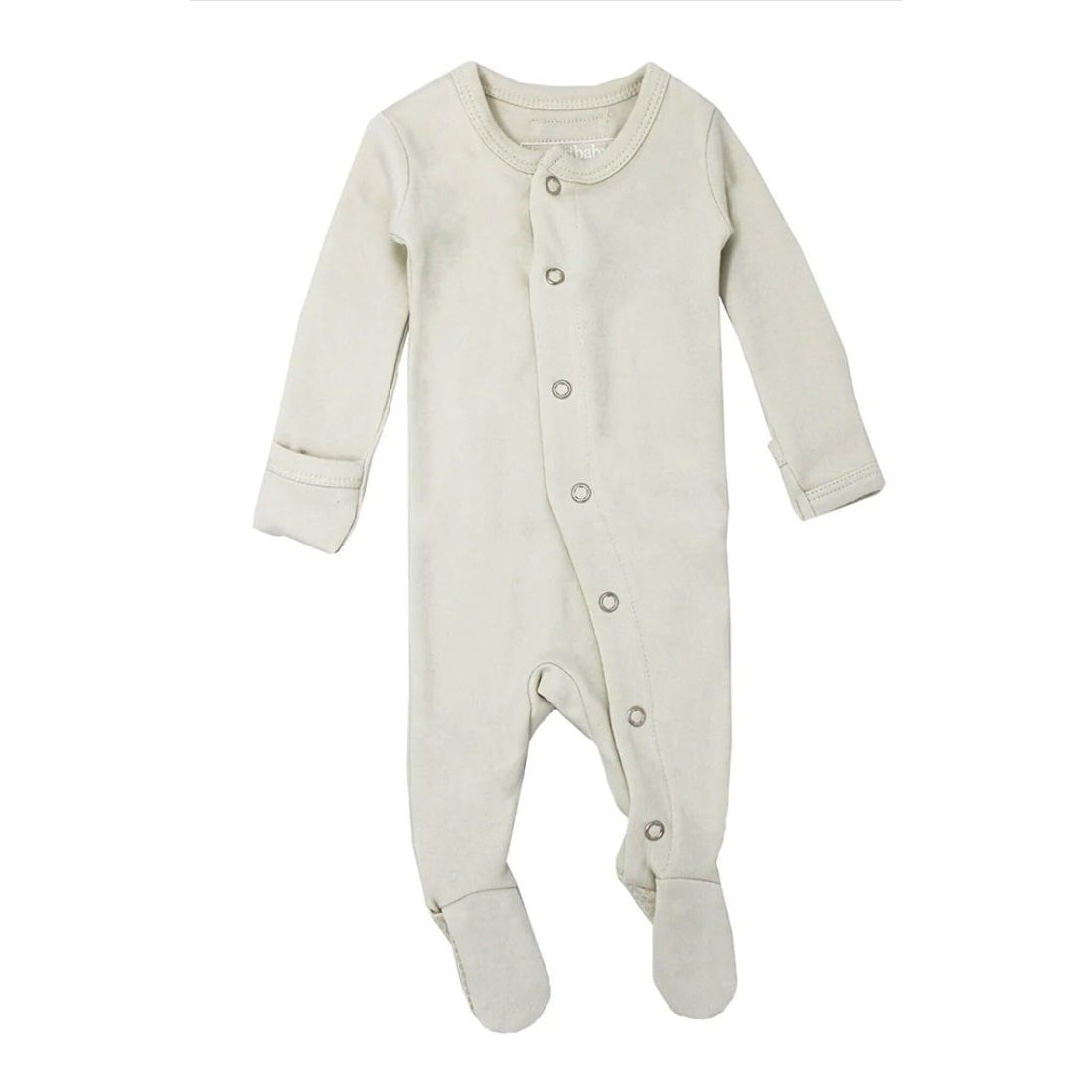 Organic Snap Footie, Stone, 12-18m