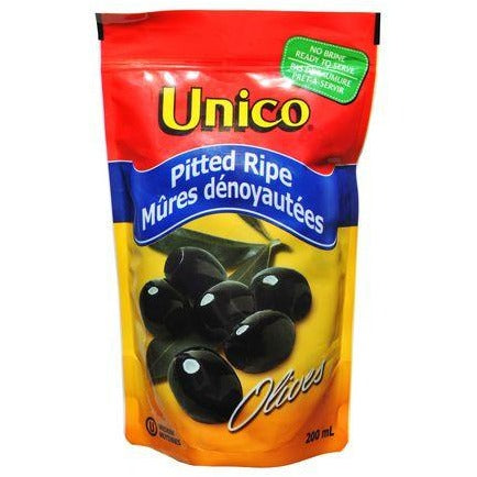 Unico Pitted Ripe Black Olives, 200ml