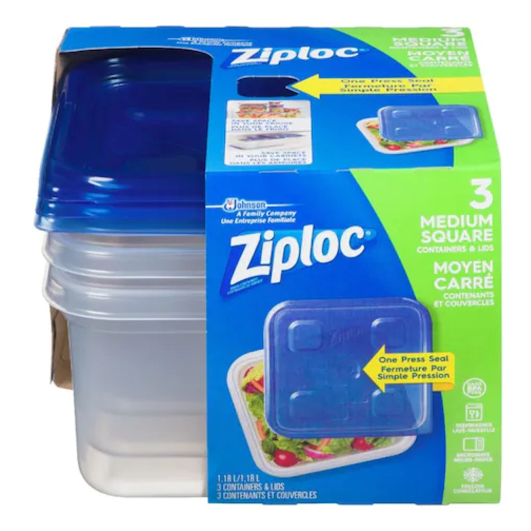 Ziploc Container Medium Square, 3 pack