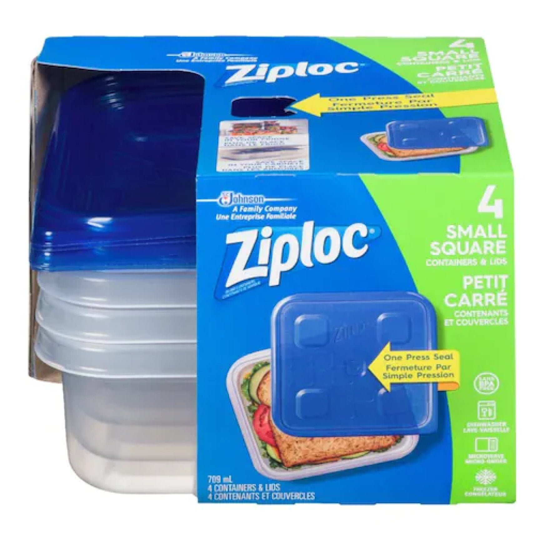 Ziploc Container Small Square, 4 pack