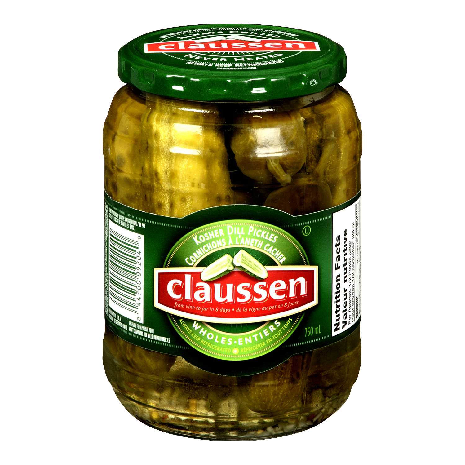 Claussen Pickles Whole (refrigerated), 750ml