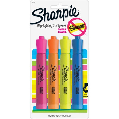 Sharpie Accent Tank-Style Highlighters, Assorted, 4pk