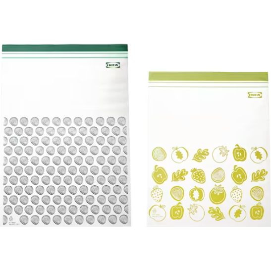 Ikea Istad Bags patterned/green, Large, 30 pk