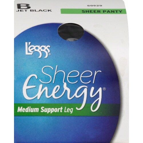 Leggs womens L'eggs Sheer Energy Sheer Toe Pantyhose, Jet Black, B