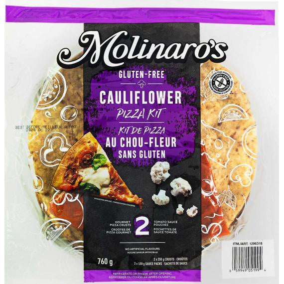 CASE LOT Molinaro's Cauliflower Pizza Crust Kit Gluten-Free 2pk 760g