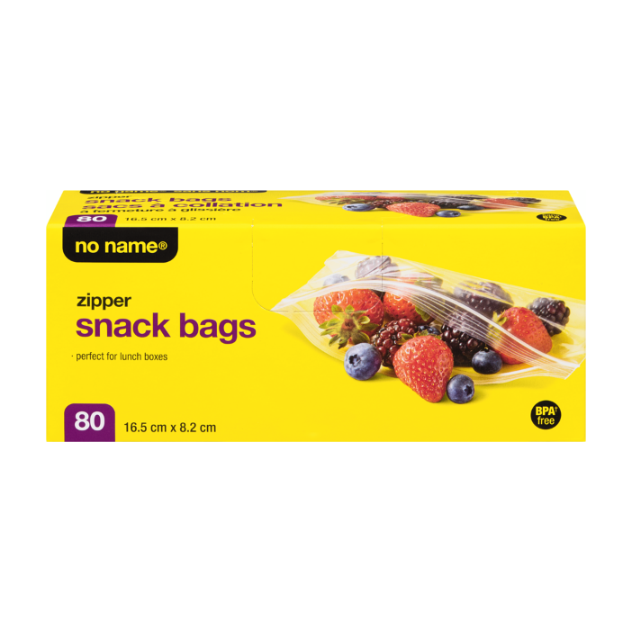 No Name Zipper Snack Bags, 80 ea